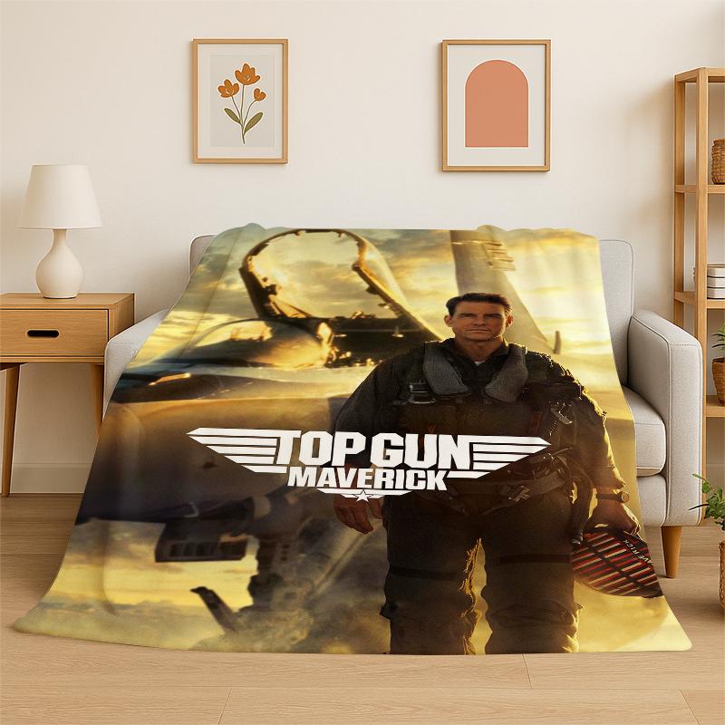 Classic Movie Top Gun Sign Tom Cruise Flannel Blanket Soft Warm Throw Blanket for Bedroom Living Room Bed Travel Picnic Gift