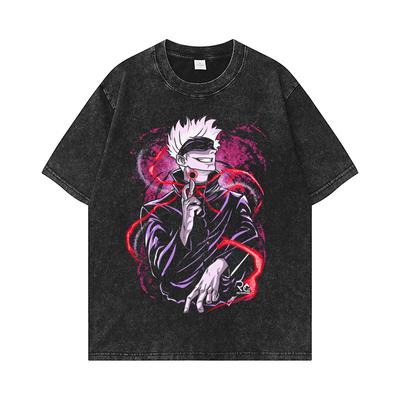 Summer New Men's Clothing American Retro Washed Old Cotton T-shirt Men's ONE PIECE Cartoon Animation Loose Short Sleeves