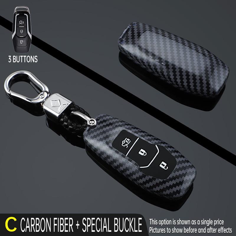 Abs Carbon Fiber For Ford Focus 3 4 St Mondeo 5 Mk5 Mustang F-150 Explorer Edge Fiesta Kuga Mk3 4 Abs Car Key Case Cover Keychai