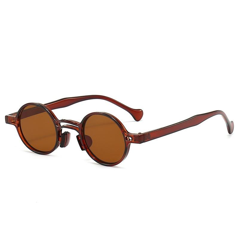 non-polarized Vintage Small Round Sunglasses Women Fashion Double Bridges Trendy Rivets Sun Glasses Punk Shades Beach Travel Streetwear Eyewear