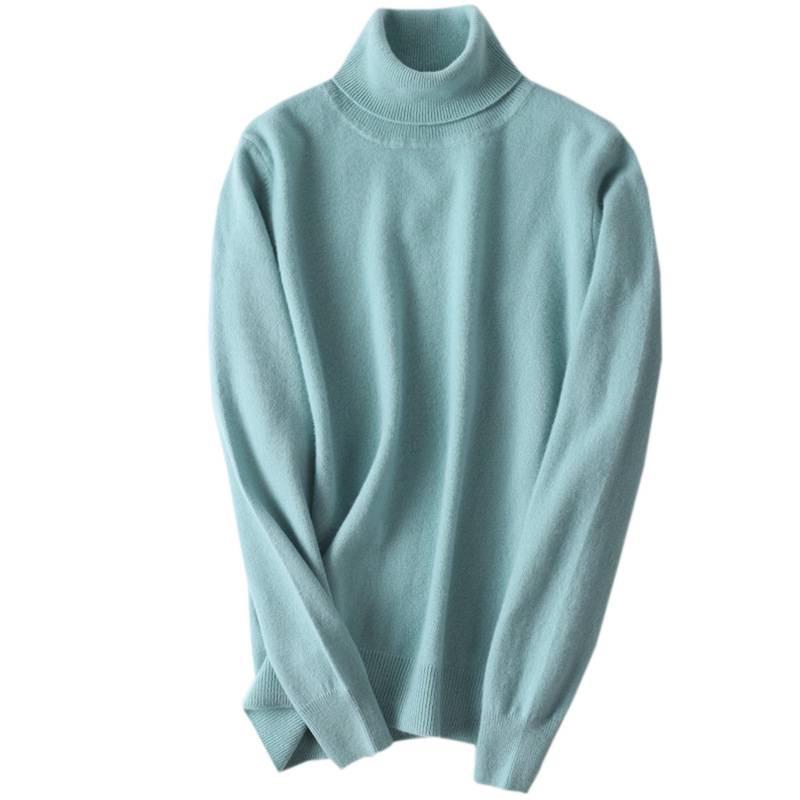 Women's 100% Pure Wool High-Neck Cashmere Sweater – Stylish Short Knitted Base Layer for Autumn/Winter