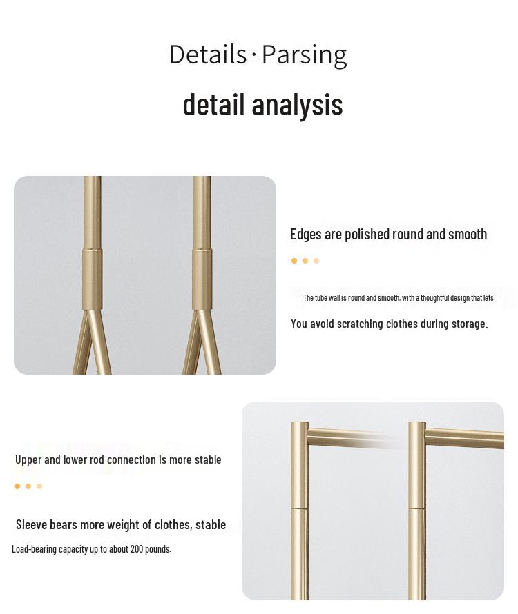 Gold Floor-Standing Hanging Rack for Women's Clothing Store Display