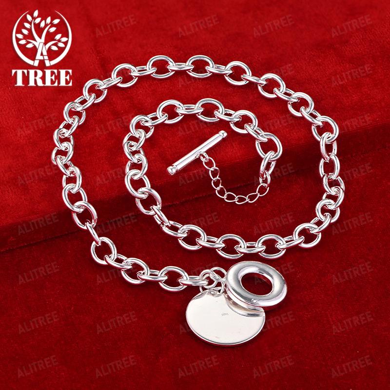 Exquisite 925 Sterling Silver Round Pendant Necklace Men Women Fashion Trend Jewelry Birthday Christmas Party Gifts Accessories