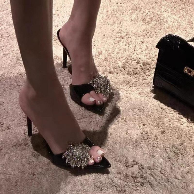 Fashion Luxury Beautiful High Heels Women's 2025 New Pointed Thin High Heels Slippers Women Evening Party High Heels Sandals