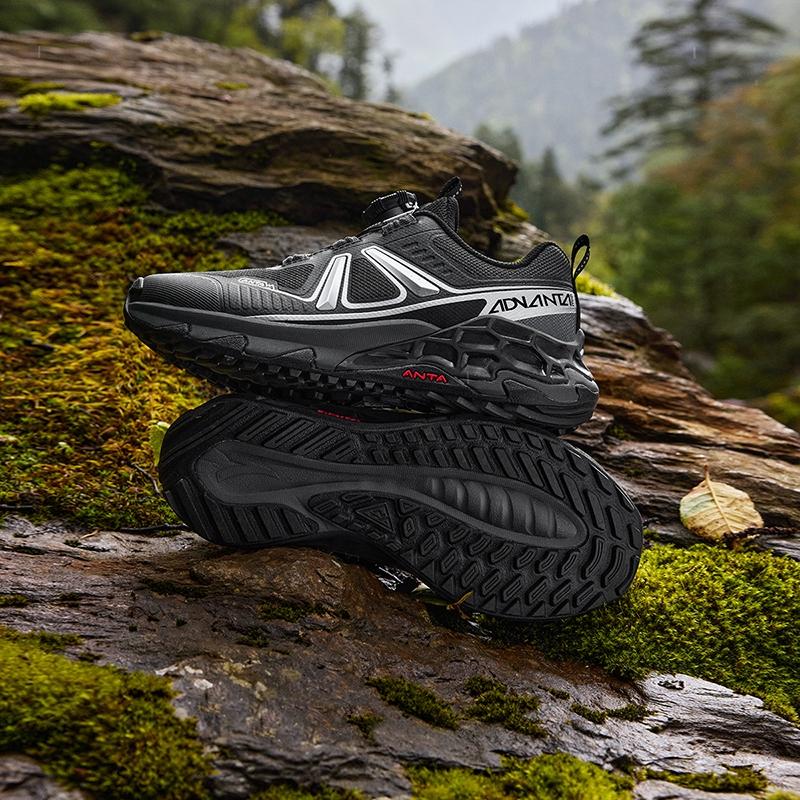 Anta Kids Pangolin Fabric Outdoor Trail Running Shoes Men sneaker Castle-Grey Black Silver A12445521-2