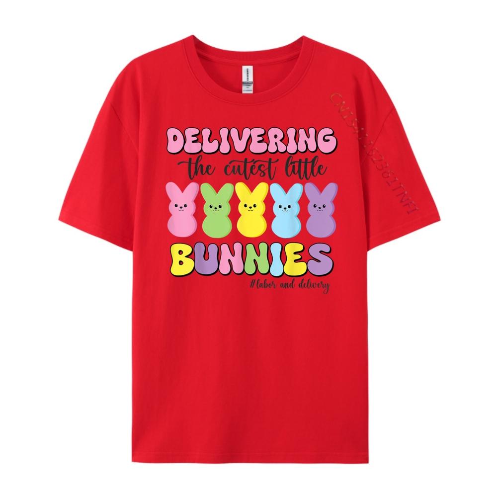 Delivering The Cutest Bunnies Labor Delivery Nurse Easter White Graphic Tee Free Shipping Clothes T Shirt for Men Illustration S