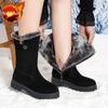 Elegant Ladies Shoes Large Size Warm Women's Snow Boots Medium Heels Designer Luxury Fashion Lamb 2024 Chic Plush Gyaru On Offer