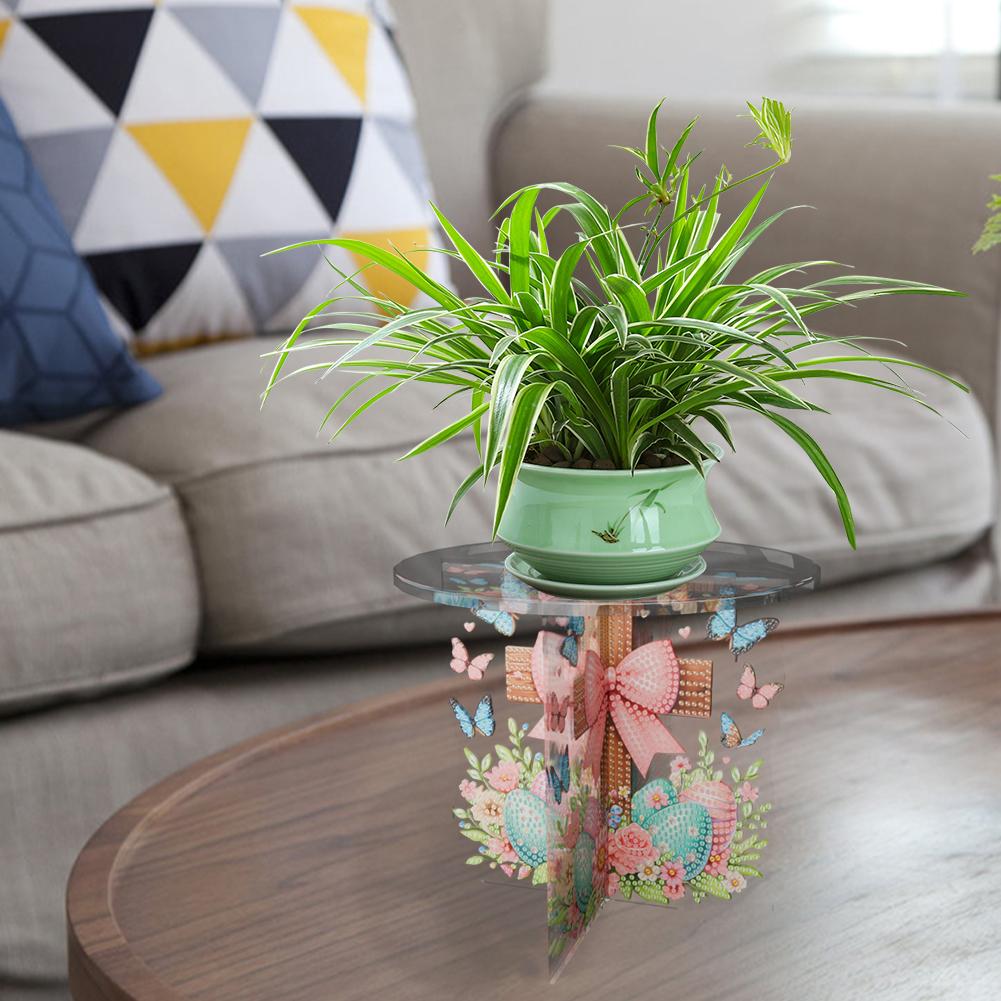 Acrylic Mushroom Diamond Art Potted Plant Holder Round Flower Pot Riser Diamond Painting Plant Corner Stand for Adults Beginners