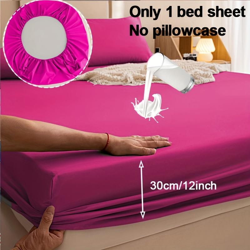 1pc Comfortable Solid Color Bedding, High Quality Fitted Sheet,30cm Deep Pocket Fitted Sheet, Easy To Machine Wash, Non-Slip Mattress Protector Cover