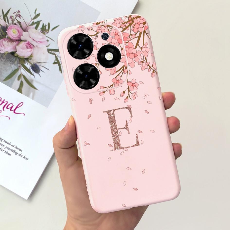 For Tecno Spark Go 2024 Case BG6 Cover Cute 26 Letters Crown Silicone Phone Cases For Tecno SparkGo 2024 Bumper Shockproof Funda
