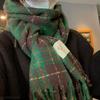 Korean Style Plaid Mohair Scarf - Women's Winter Imitation Cashmere Shawl