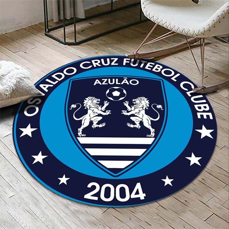 Osvaldo Cruz Futebol Clube Double Lion Crest Circular Area Rug Brazilian Football Round Floor Carpet Gaming Chair Living Room Bedroom Home Decor Mat
