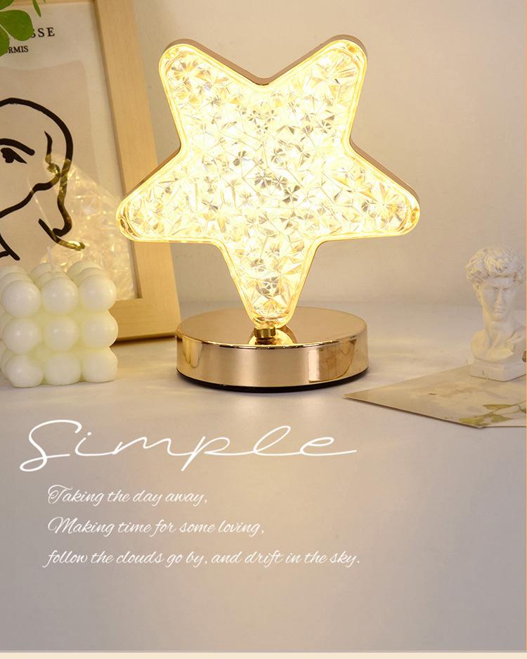 Star & Moon Night Light: USB Rechargeable Touch Lamp with Infinite Dimming and Three Colors for Bedroom