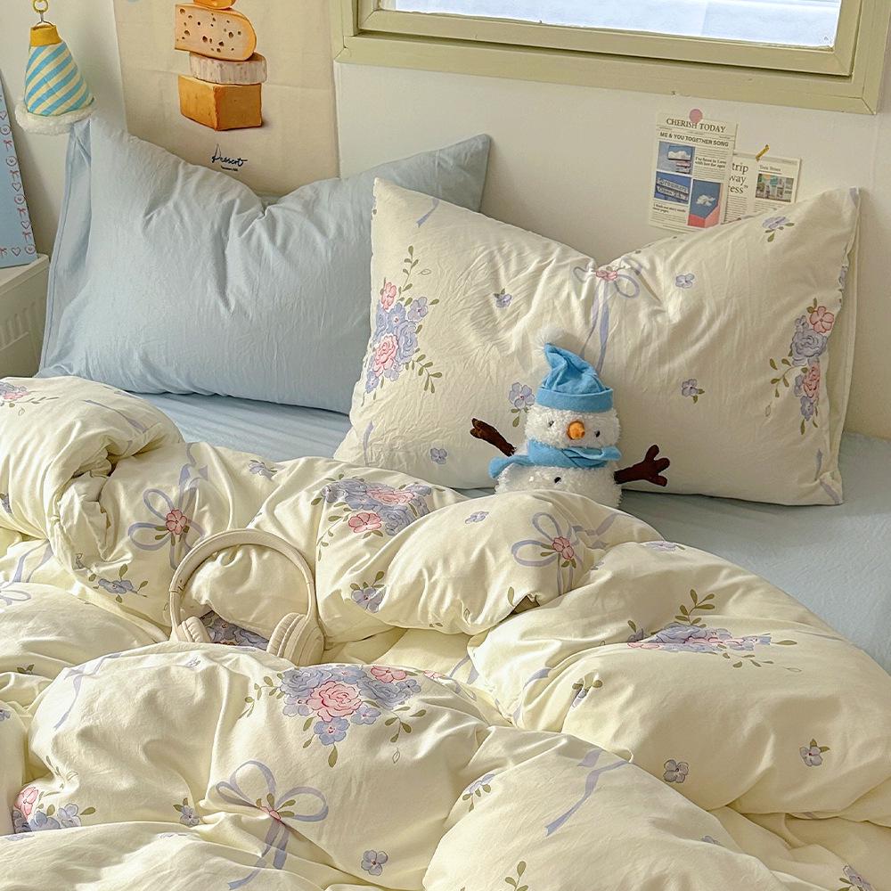 Cartoon Washed Cotton Pillowcases - Adult Spring Pair 48x74cm