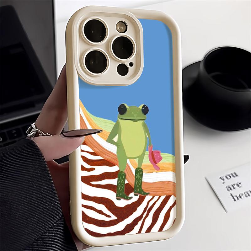 Cartoon Cute Frog Phone Case For iPhone 15 Pro Case funda iPhone 11 13 12 14 16 Pro Max XR XS X 7 8 Plus SE Soft Cover Bumper
