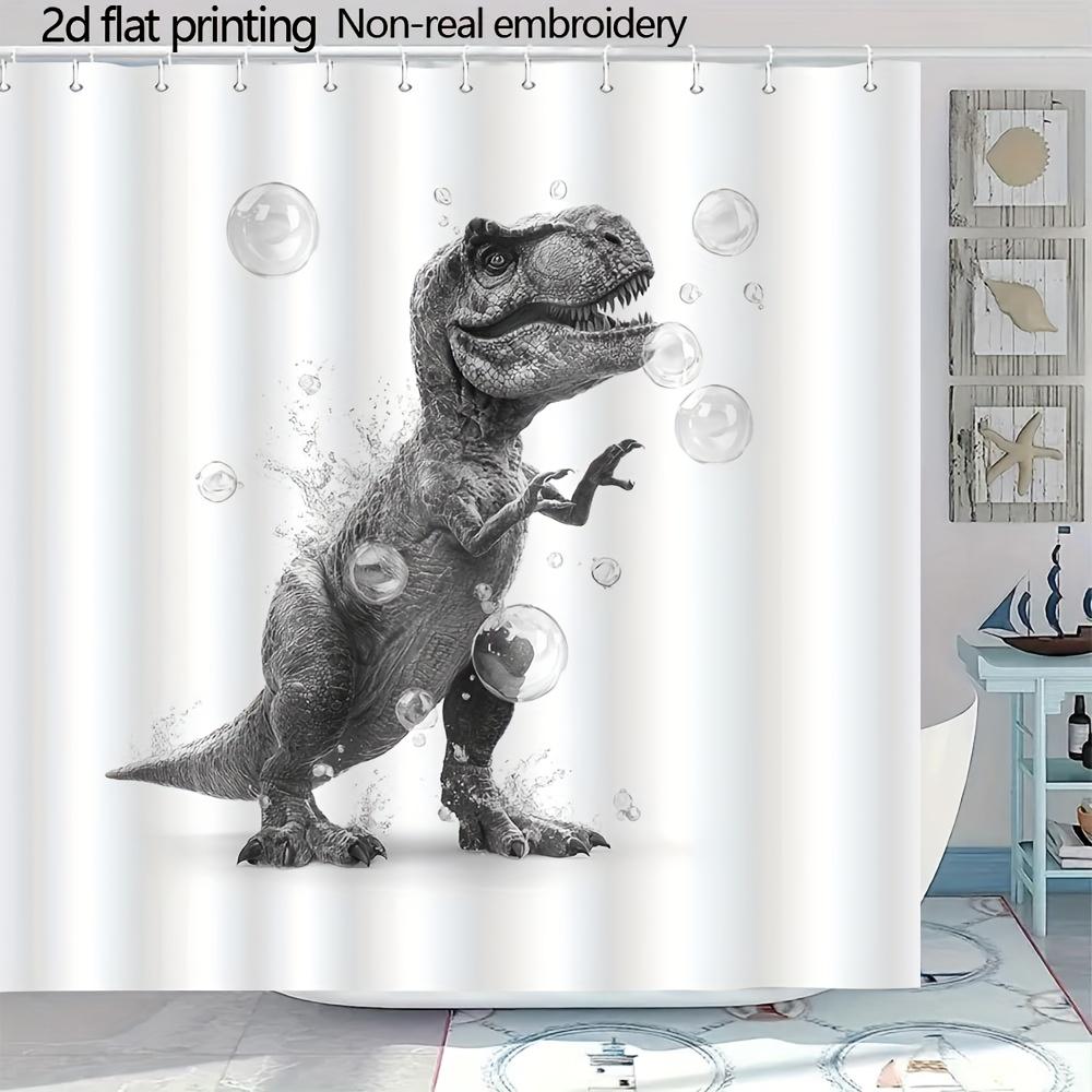 Tyrannosaurus Rex Soap Bubble Shower Curtain 1Pc With 12 Hooks For Bathroom Home Decor Polyester 2D Flat Print 70.8X70.8 Inch