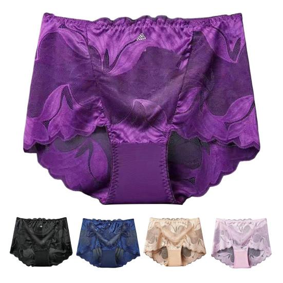 Women Panties Mid Waist Stretchy Seamless Quick Drying See-through Lace Sexy Ladies Boyshorts Briefs Underpants Daily