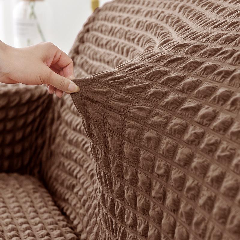 Ruffled Seersucker Sofa Cover for Living Room Thick Elastic Solid Stretch Couch Slipcovers 1/2/3/4 Seater Sofa Armchair Cover