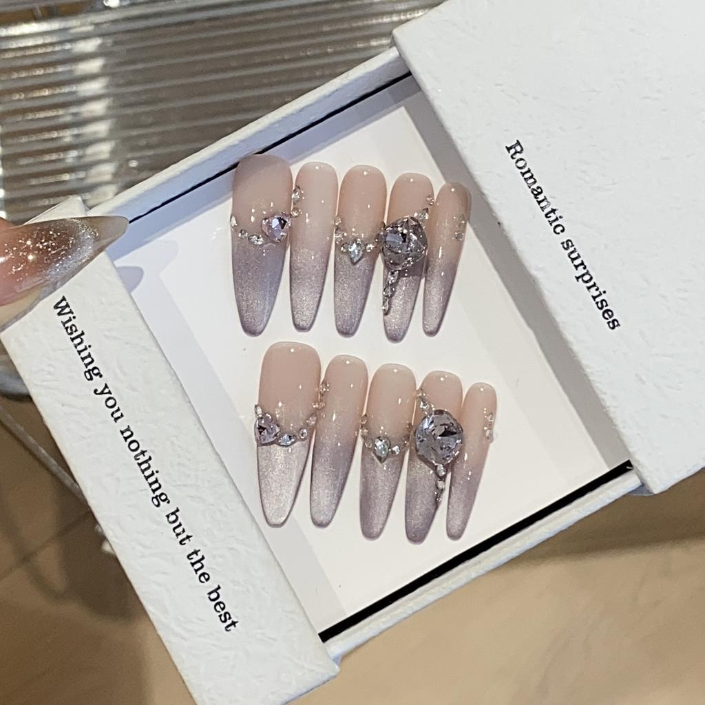 Purple Gradient Side Light Cat Eye Oblique Edge Fine K9 Diamond Ice Dew Removable Wearable Armor