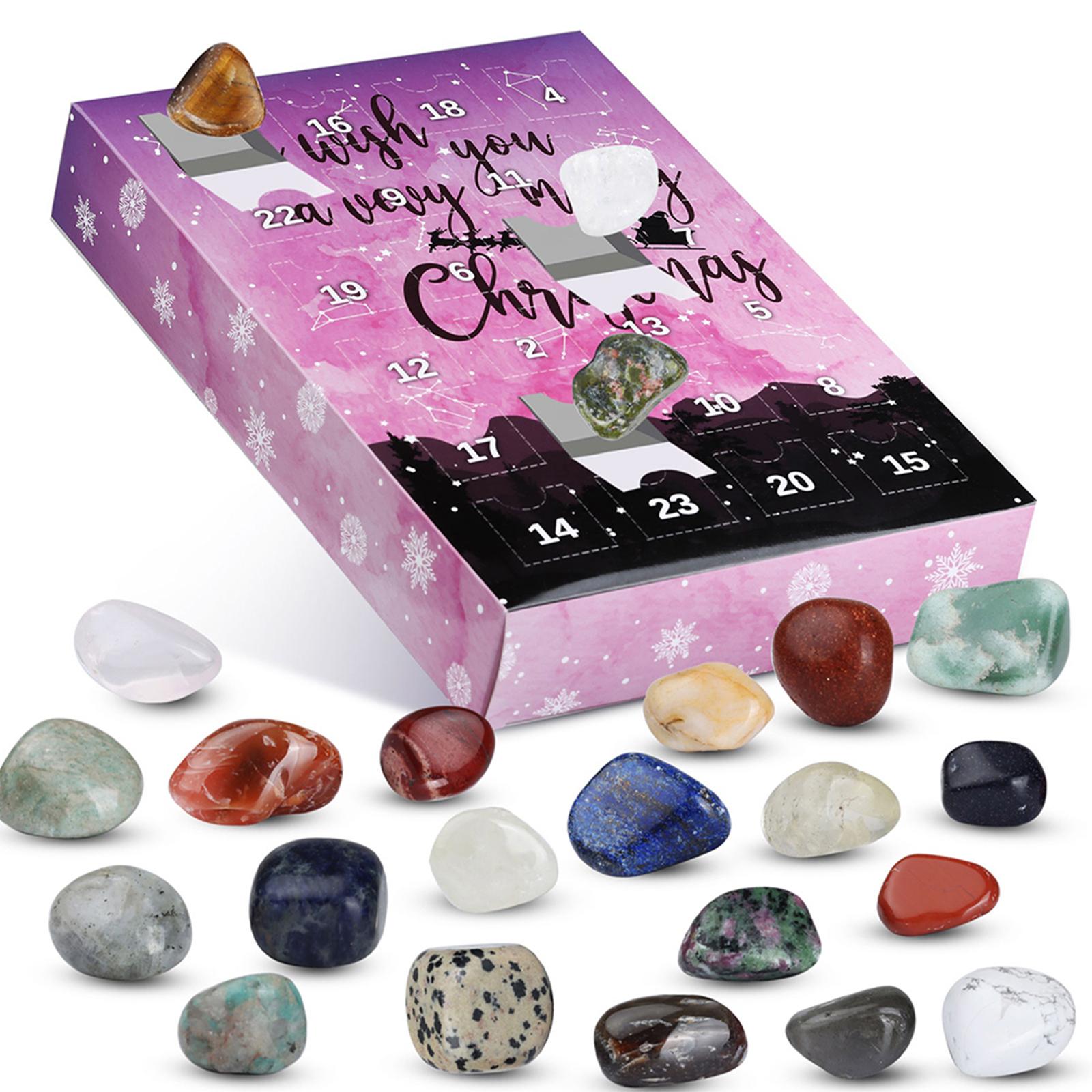 

Crystal Christmas Countdown Calendar Rock Collection Xmas Countdown Calendar Holiday Countdown Calendar Xmas Gift for Kids 10.24x7.09x1.18inch