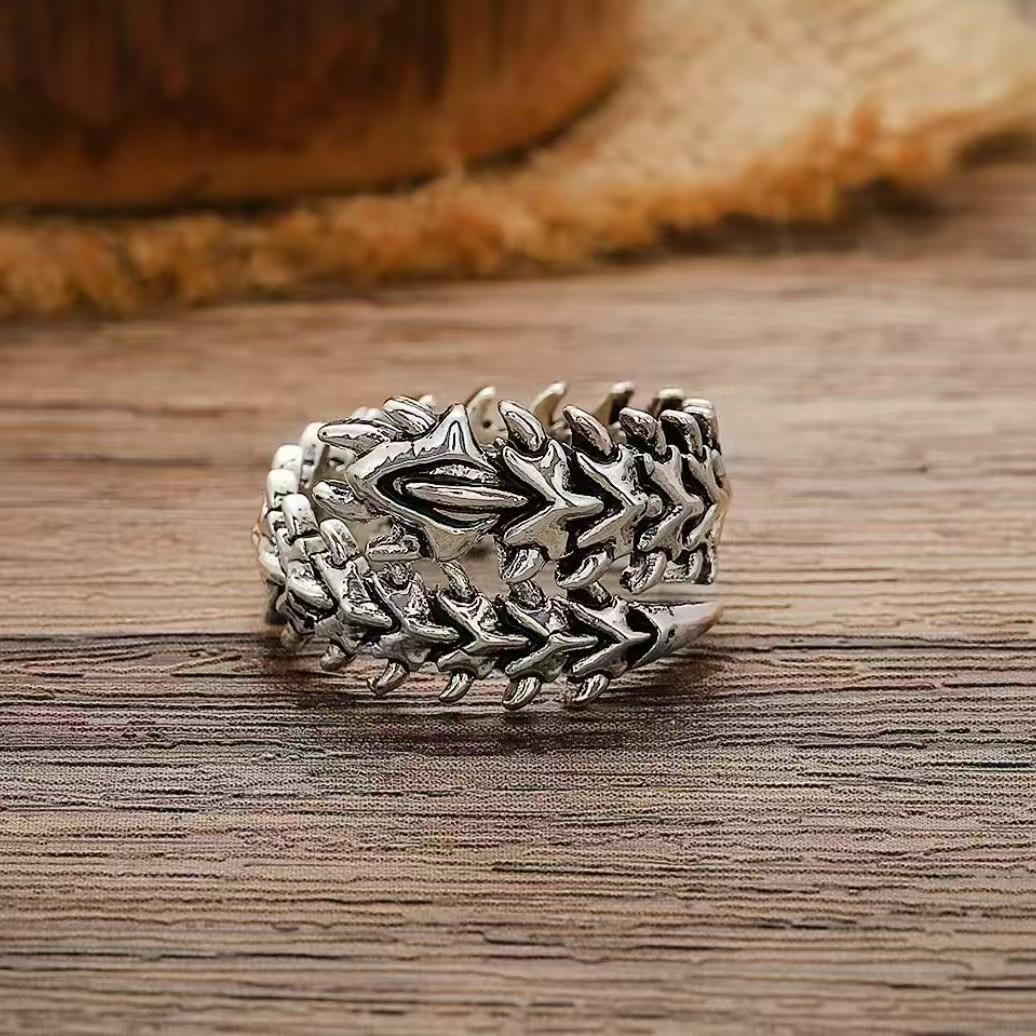 Korean Dongdaemun Geometric Hollow Chain Ring - Trendy Thai Silver Jewelry for Women