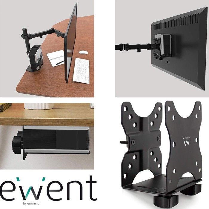 Support D'ordinateur À Client Mince - Ewent - Fixation VESA - Noir - 12 Cm