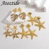 Atoztide Trendy Minimalist Starfish Earrings for Women Girl Stainless Steel Gold Color Irregular Earrings Christmas Jewelry Gift
