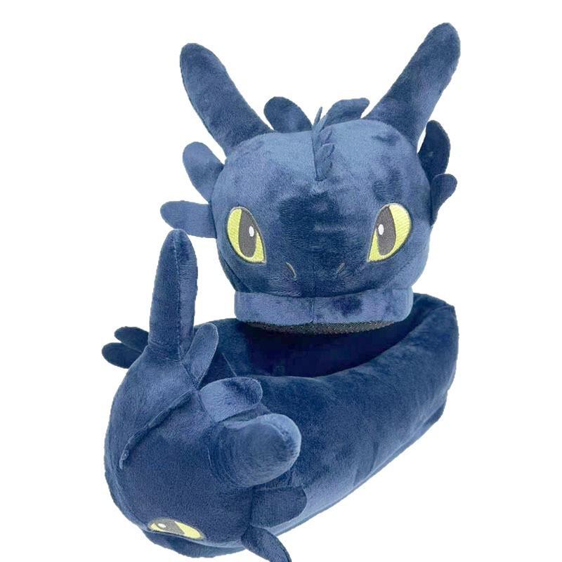 Toothless Dragon Plush Slippers - Cozy Cartoon Home Gift One Size 36-42