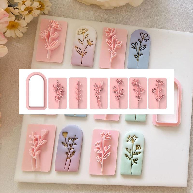 7pcs Soft Pottery Earrings Mold Set High-precision Leaf Cutting Mold Manual Diy for Soft Pottery Earrings Making