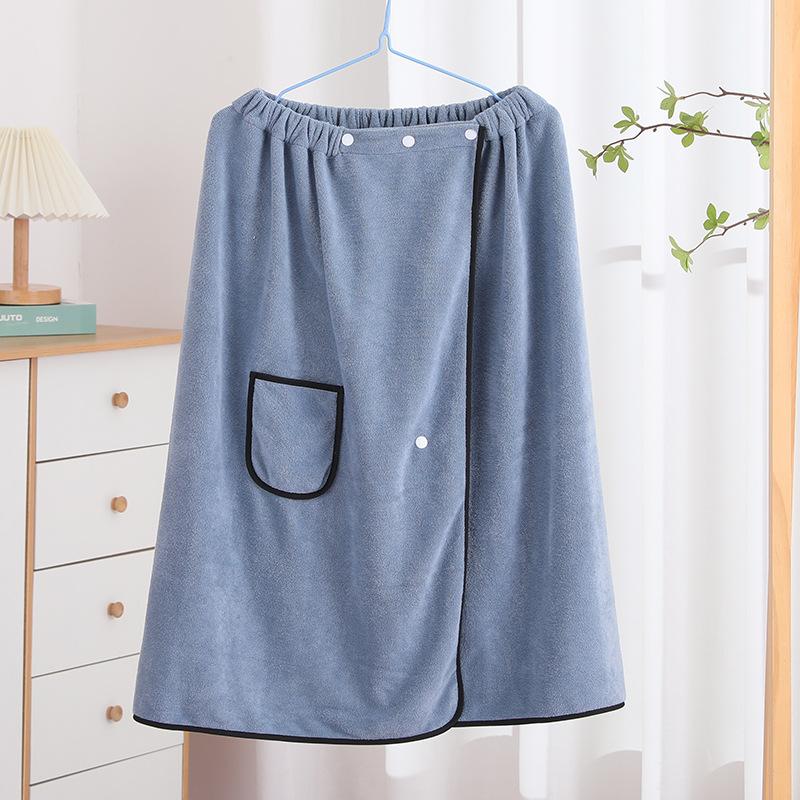

40*140cm/70*150cm Men s Wearable Microfiber Bath Towel Wrap with Snap Buttons, Quick-Dry Absorbent Robe 70x150cm for Spa Banya & Home Use Short 40*140cm синій