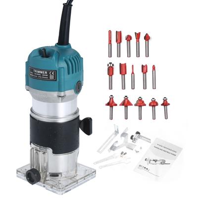 800W Compact Wood Router Tool  Set 220V Electric Trimmer Wood Router with 15pcs Router Bits