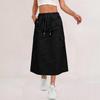 Women's Casual Long Cargo Skirt with Drawstring Waist and Pockets Lightweight Comfortable Workwear Style Skirt for Everyday Use