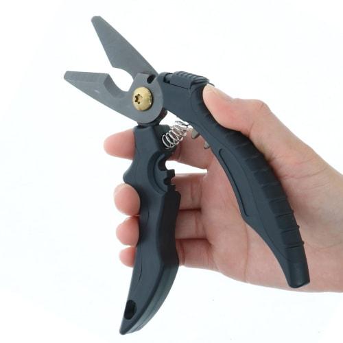 Takagi TES-180 Stainless Steel Electrician's Scissors with Wire Cutting and Crimping Functions, Safety Cord Mounting Hole, Serrated Blade, Round Blade