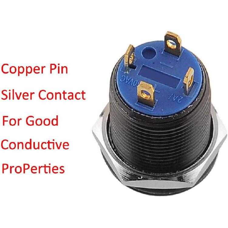 ESUPPORT Black Case 12mm Red LED Light 2A Momentary Push Button Switch Stainless Waterproof Car Boat