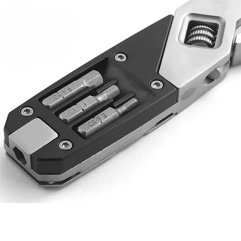 With Storage Bag Stainless Steel Adjustable Wrench Replaceable Screwdriver Head Portable Household Tool