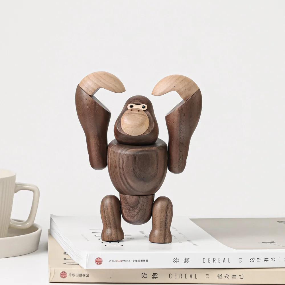 Nordische Holz King Kong Puppen Gorilla Figuren Hängender Affe Heimdeko Zubehör Braune Handwerkskunst Schmuckstück Mann Geschenke