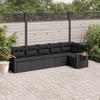 Vidaxl 6-Cz. Set di Mobili da Giardino con Cuscini, Polyrattan Nero