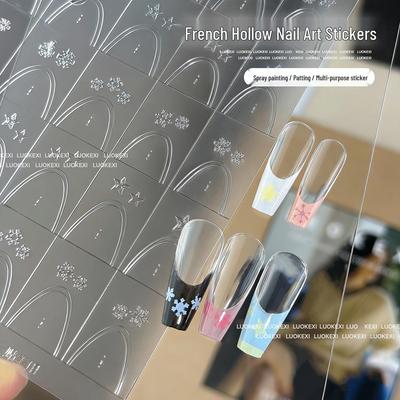 Neue transparente Promi-Nagelkunst-Aufkleber: Französische Designs, Schmetterling, Herz, Sternenhimmel & Schneeflocke