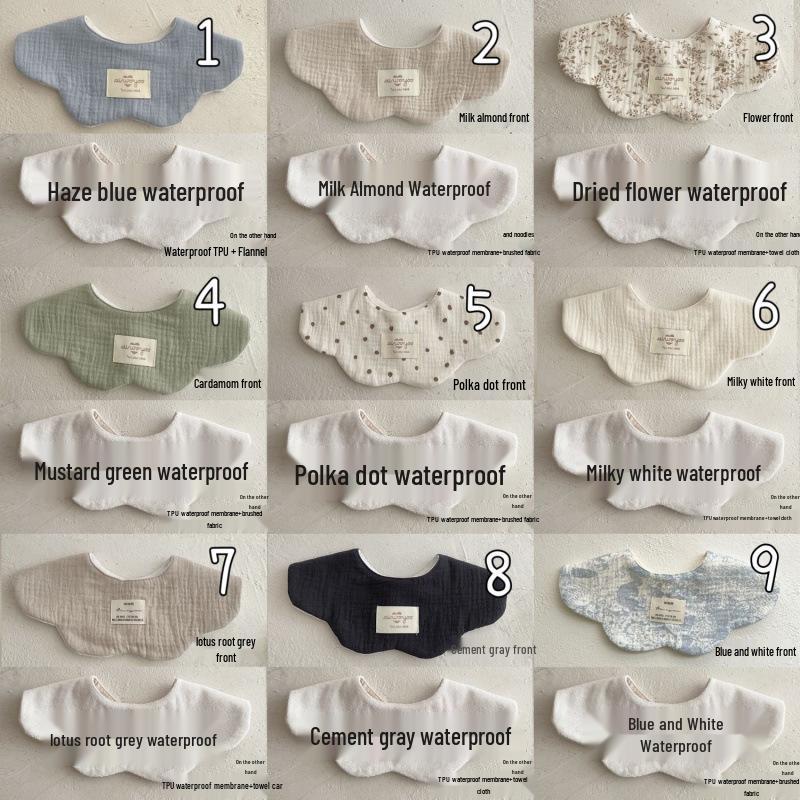 Pure Cotton Korean-Style Baby Drool Bib - Lightweight, Absorbent, Anti-Spit Up, Petal Design