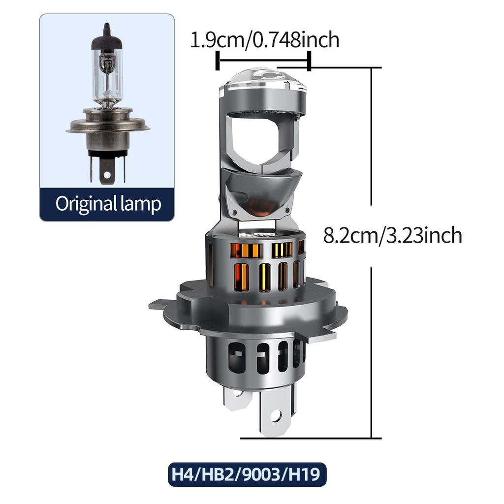 2PCS Ultra Powerful H7 H4 Mini LED Lens Bulbs 6000K White Headlight Plug and Play for Car Headlamp Lights