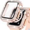 Glass+Cover For Apple Watch Case 40mm 44mm 45mm 41mm iWatch Accessories Diamond+Screen Protector Apple Watch Serie 3 5 6 SE 7 8