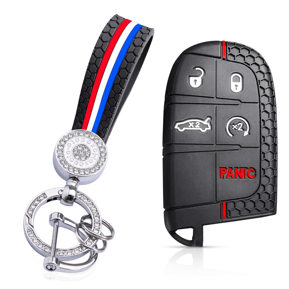 Car Remote Key Protector Cover For Dodge Charger Hellcat Journey for Jeep Cherokee Compass Grand Cherokee Renegade Chrysler 300c