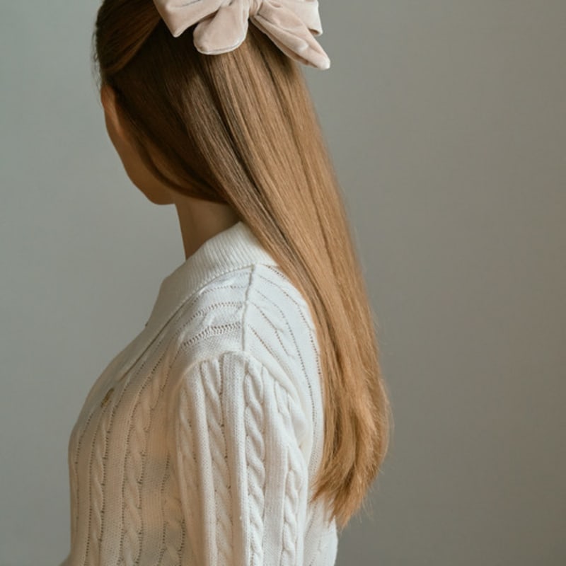 

ANOETIC ANC SATIN VELVET RIBBON HAIRPIN_BEIGE beige