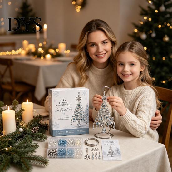 Juegos de Decoraciones Colgantes Navideñas Kit de Adorno de Cuentas para Árbol de Navidad DIY, Juego de Manualidades con Cuentas 3D, Regalos de Manualidades para Aficionados Hecho Fácil para Principiantes con