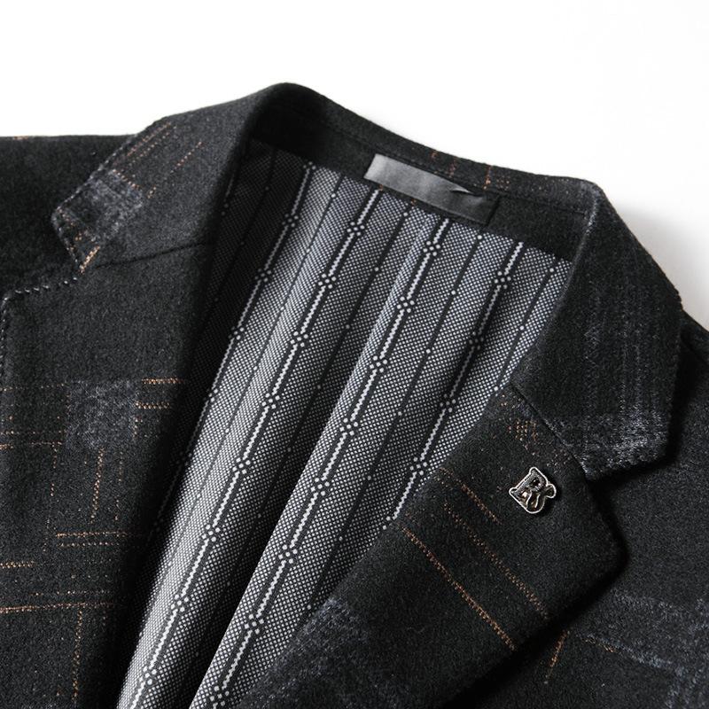 Autumn and Winter Light Luxury Business Wool Single West Middle-aged and Young People Hidden Compartment Convenience Trend Coat Thick