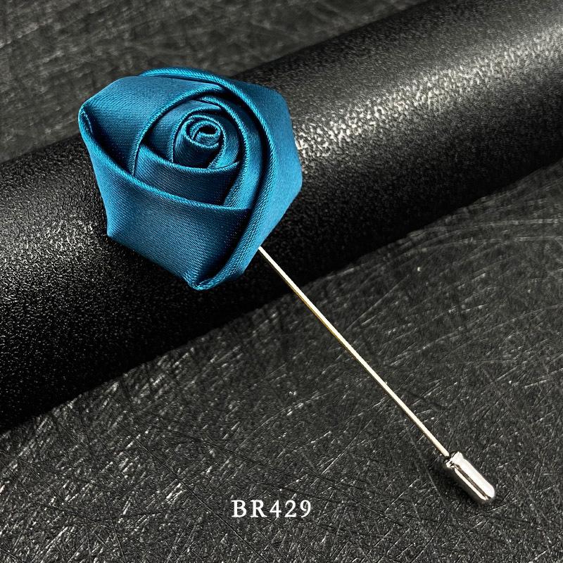 Handmade Multi-Color Rose Fabric Brooch Pin for Men's Suits - Korean Style Accessories