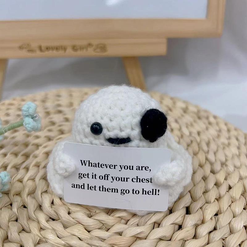 Mini Positive Energy Potatoes Hug Pocket Handmade Plush Wool Knitting Doll With Card Funny Christams Gifts Home Room Decoration
