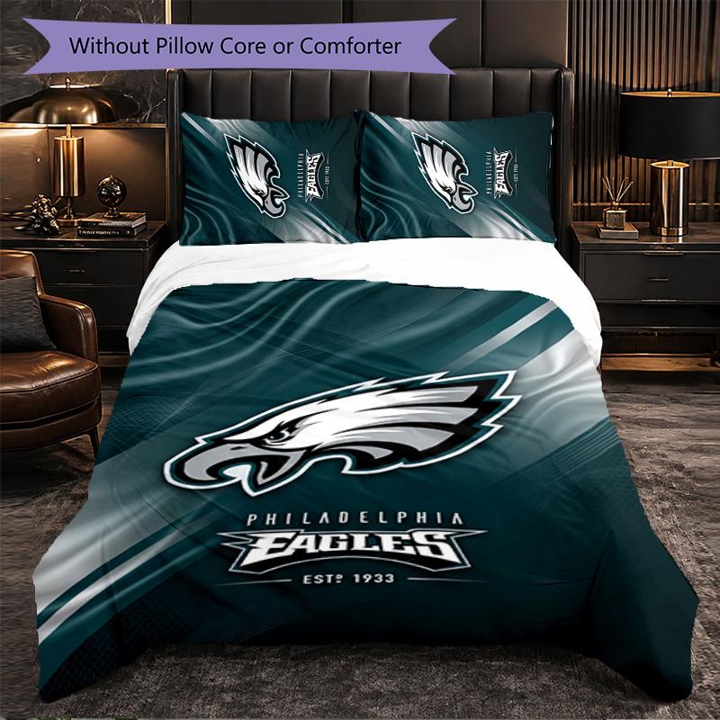 Set Biancheria da Letto in Microfibra con Fantasia Philadelphia Eagles 3 Pezzi Decorativo Copripiumino per Camera da Letto Uso Domestico