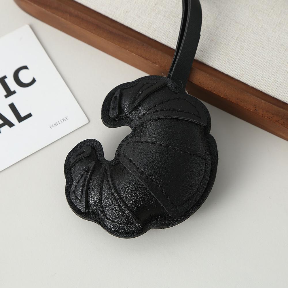 Croissant pendant creative simple bag keychain luggage pendant PU leather leather multi-layer patch pendant