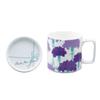 Tasse NARUMI Dozen Flowers avec Œillet Floral Mignon Cadeau Parfait pour Micro-ondes et Lave-vaisselle Produit Cadeau Couvercle, 290cc, Violet, Motif, Motif,